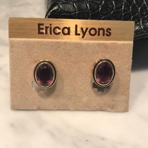 Semi-precious amethyst clip on earrings